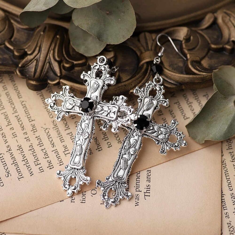Gothic Cross Earrings Zinc Alloy Dangle Jewelry For Women Halloween Gift View 4
